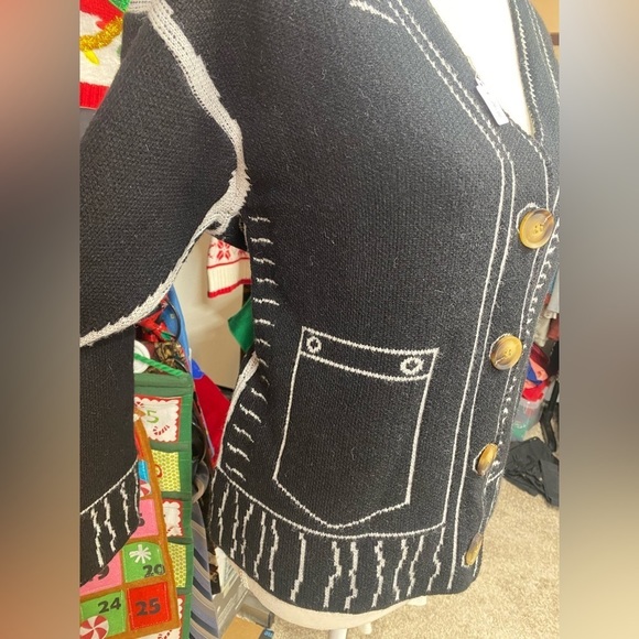 (NWOT) 3D Cartoon Sweater cardigan - Black - One size - Picture 3 of 4